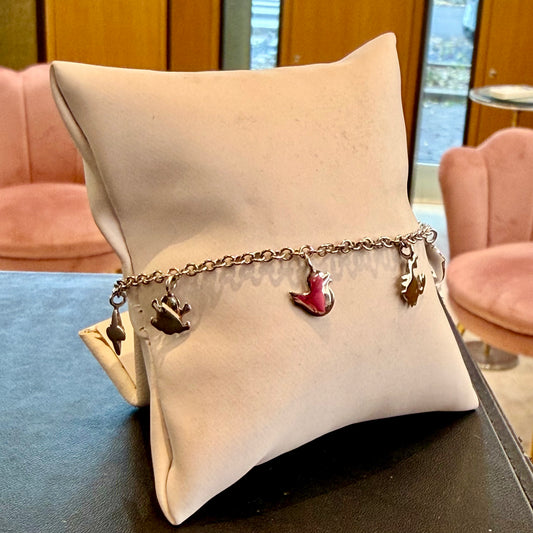 Bracciale in Oro Bianco 18kt con Charm Pendenti