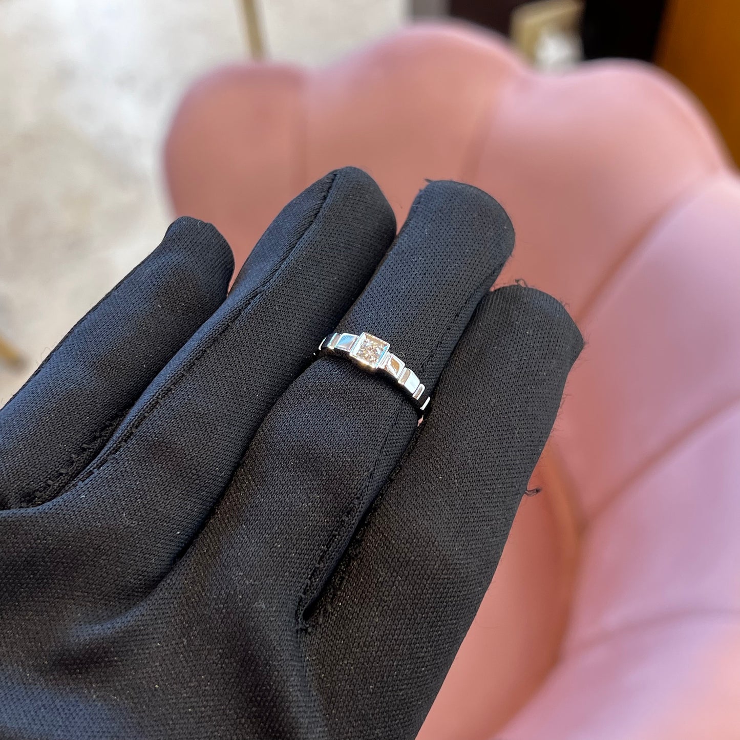 Anello Solitario da Uomo in Oro Bianco 18kt e Diamante