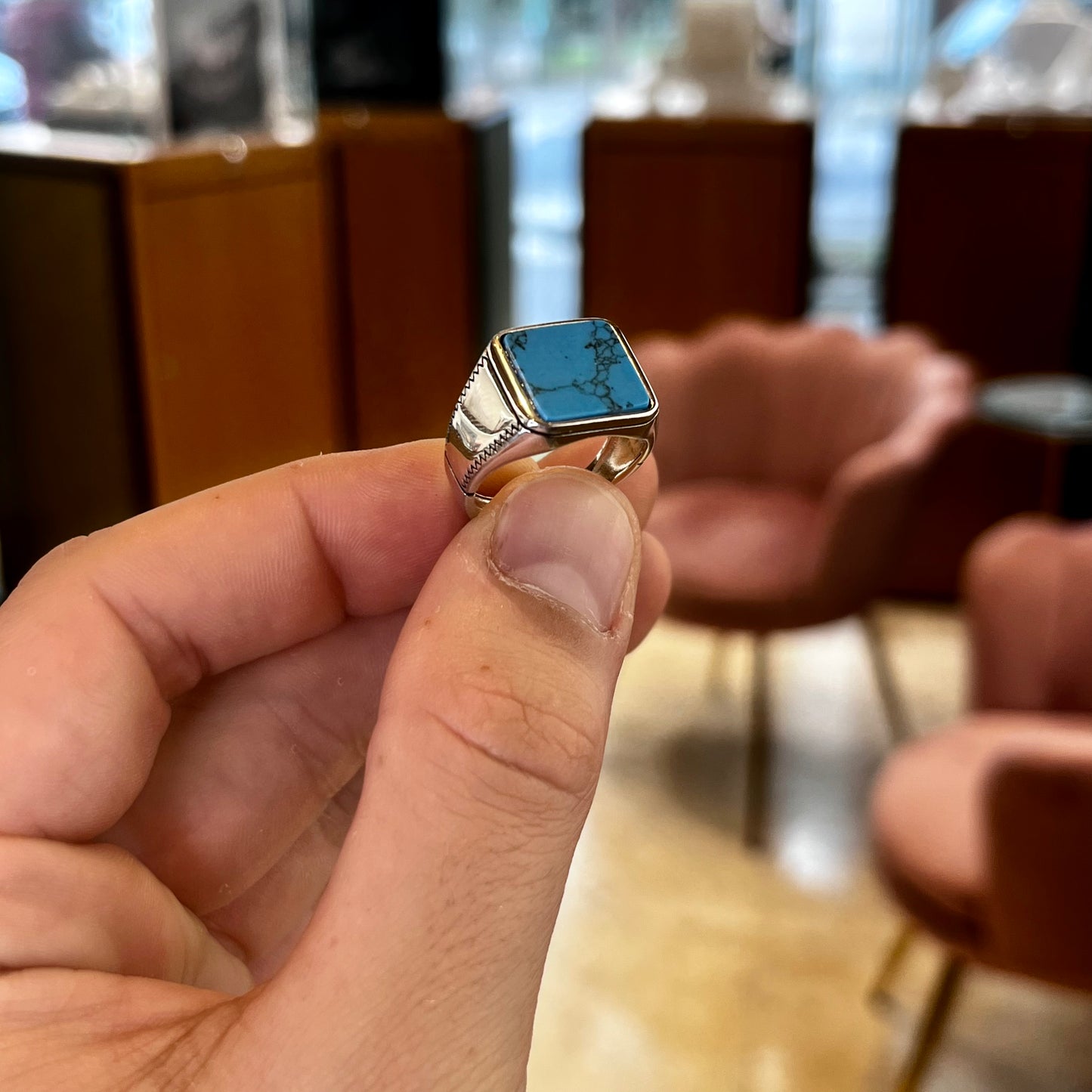 Anello Turchese Uomo
