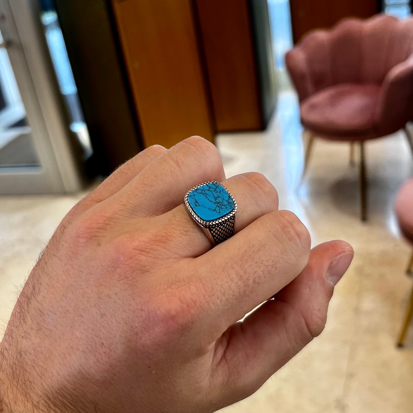 Anello Turchese Uomo