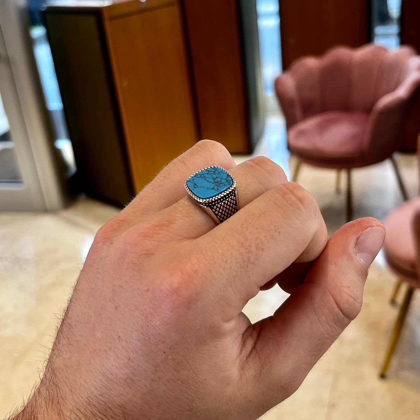 Anello Turchese Uomo