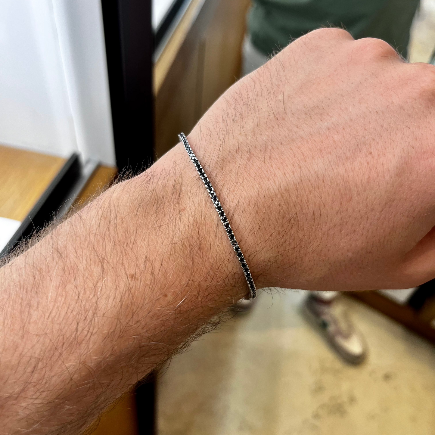 Braccialetto Tennis oro bianco e Zirconi neri