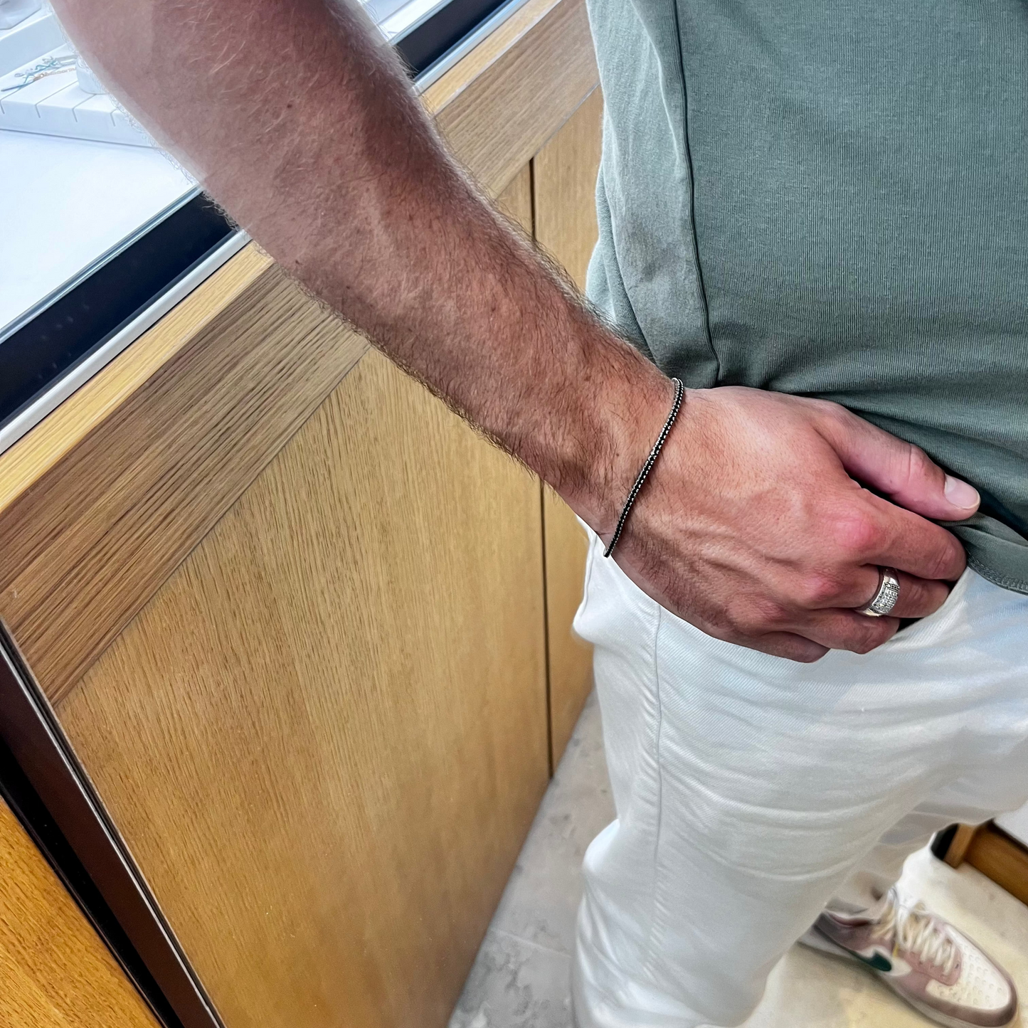 Braccialetto Tennis oro bianco e Zirconi neri