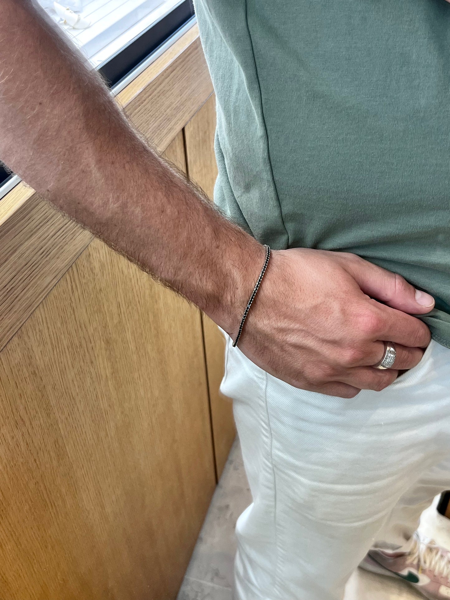 Braccialetto Tennis oro bianco e Zirconi neri