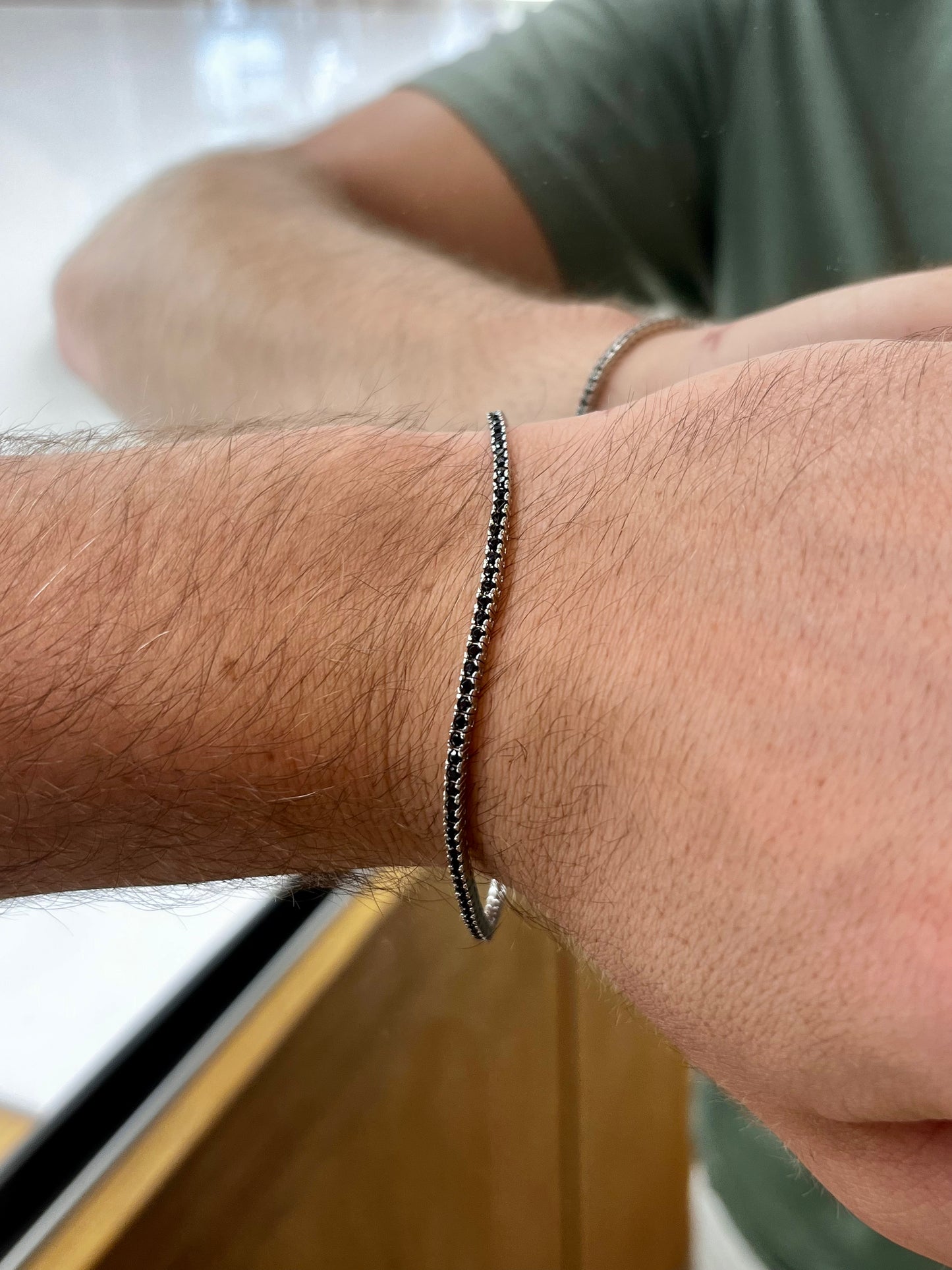 Braccialetto Tennis oro bianco e Zirconi neri