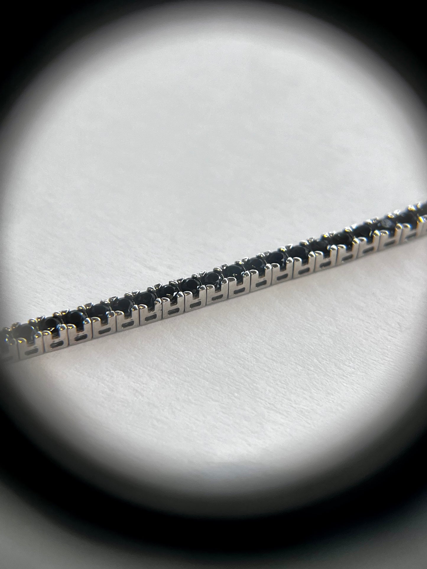 Braccialetto Tennis oro bianco e Zirconi neri