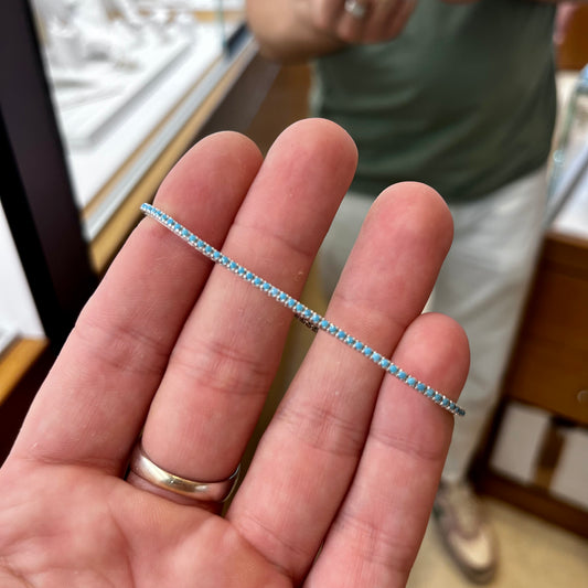 Braccialetto Tennis oro e turchese