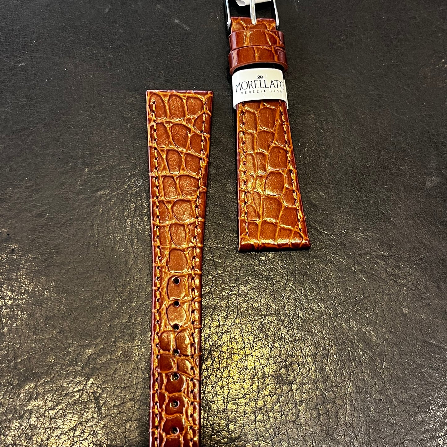 Cinturino per Orologio in pelle Marrone (stampa alligatore)
