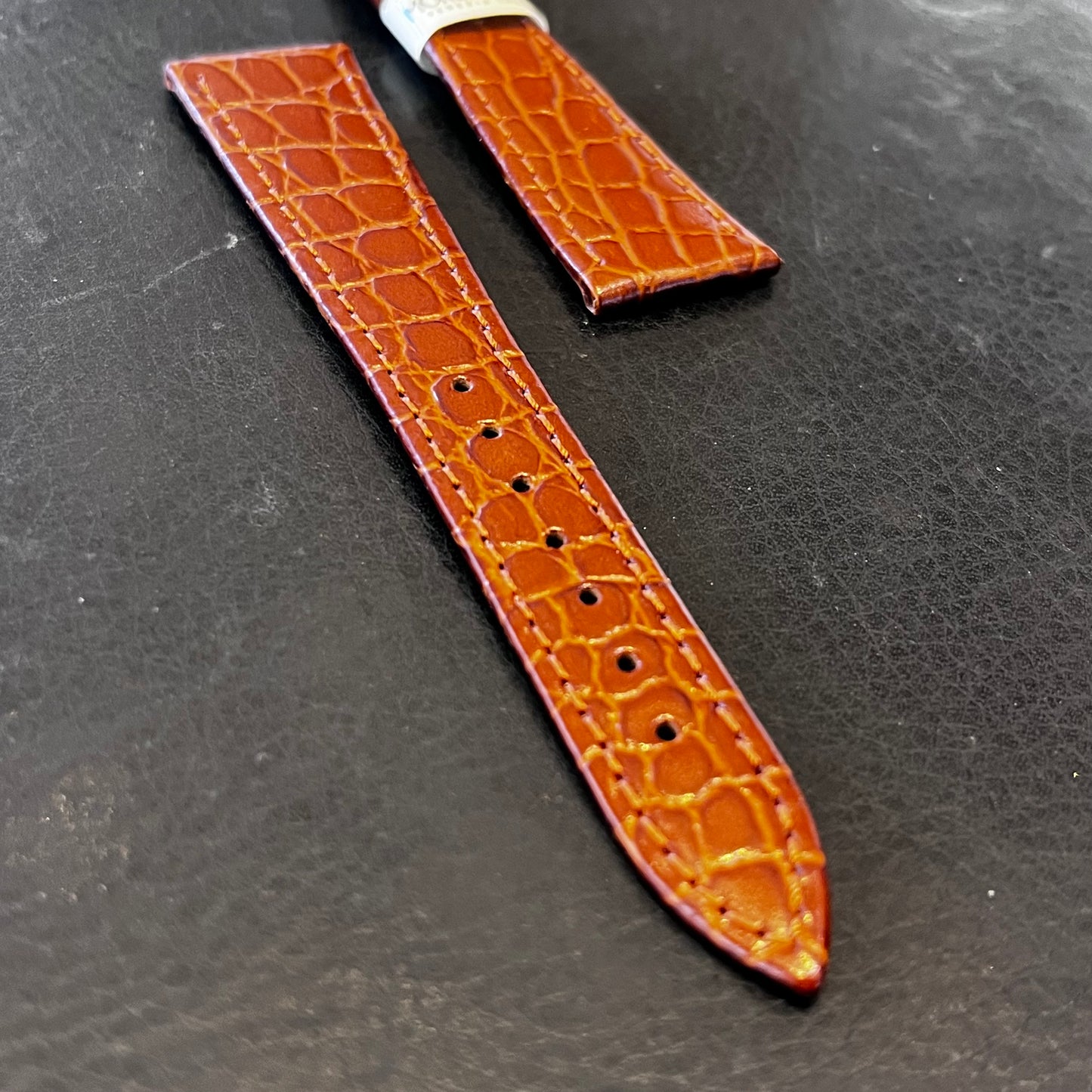 Cinturino per Orologio in pelle Marrone (stampa alligatore)