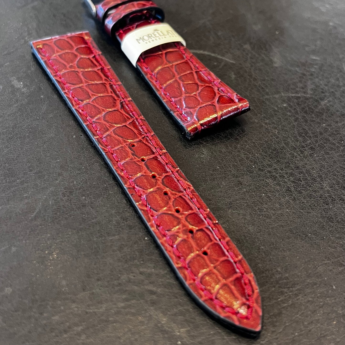 Cinturino per Orologio in pelle Rossa (stampa alligatore)