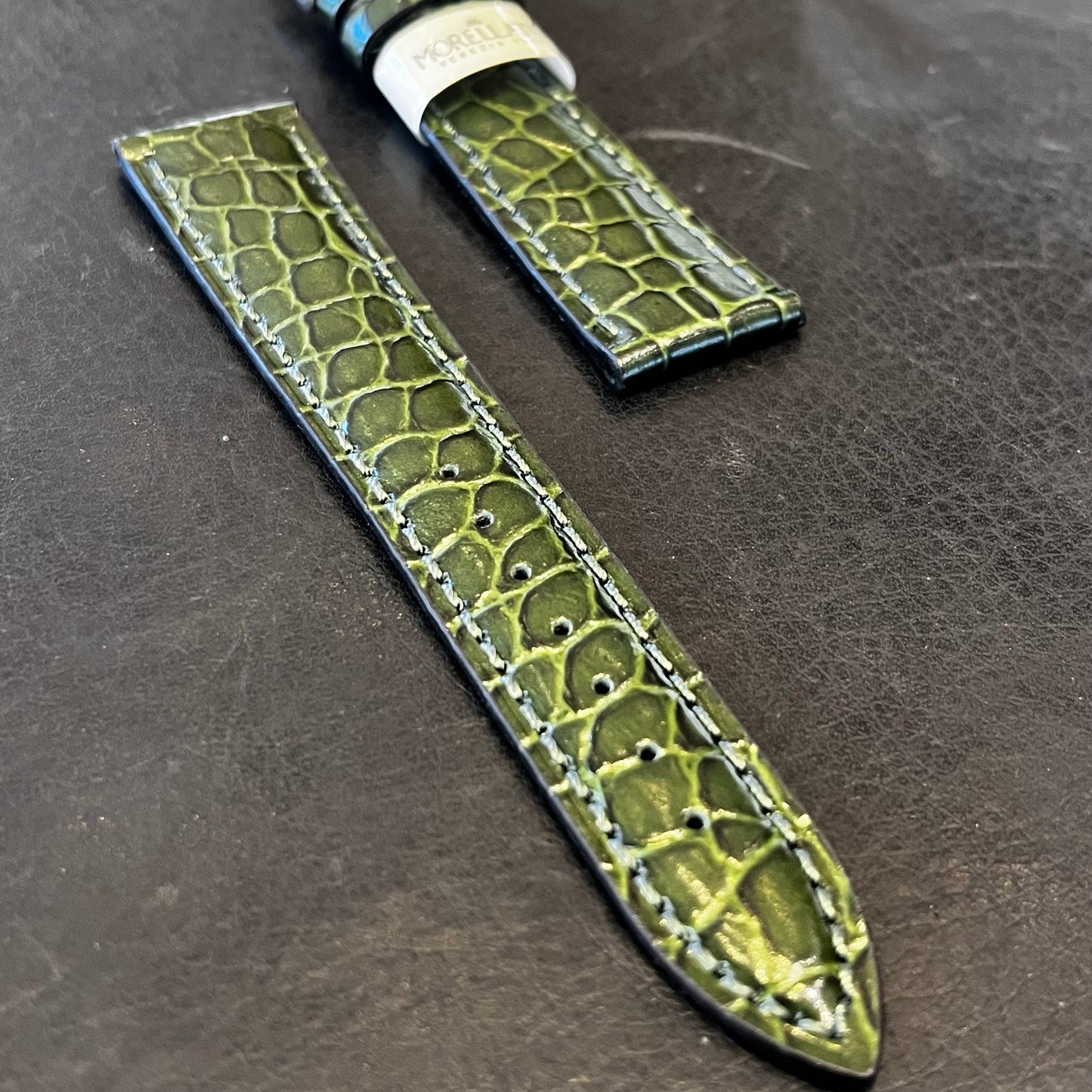 Cinturino per Orologio in pelle Verde (stampa alligatore)
