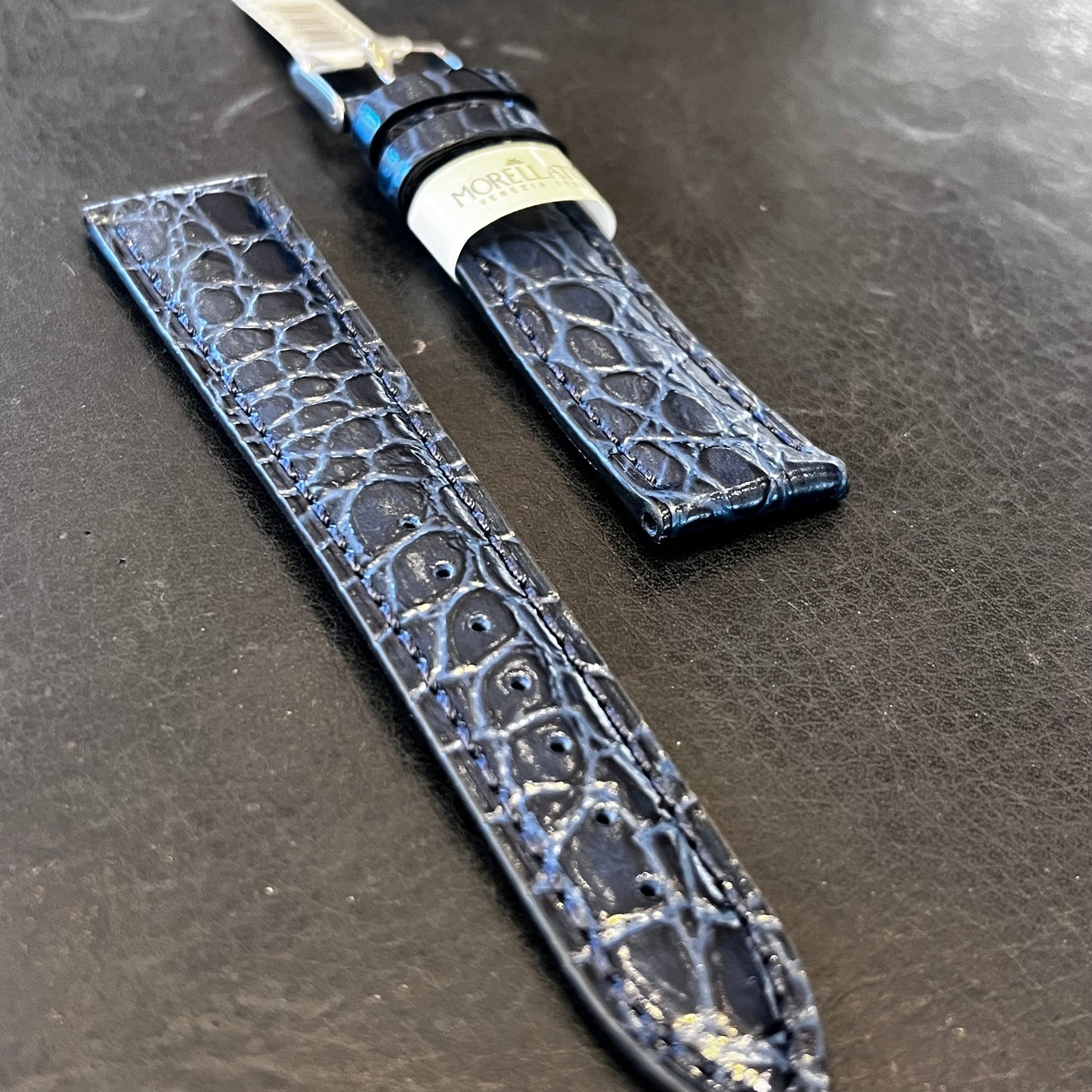 Cinturino per Orologio in pelle Blu (stampa alligatore)