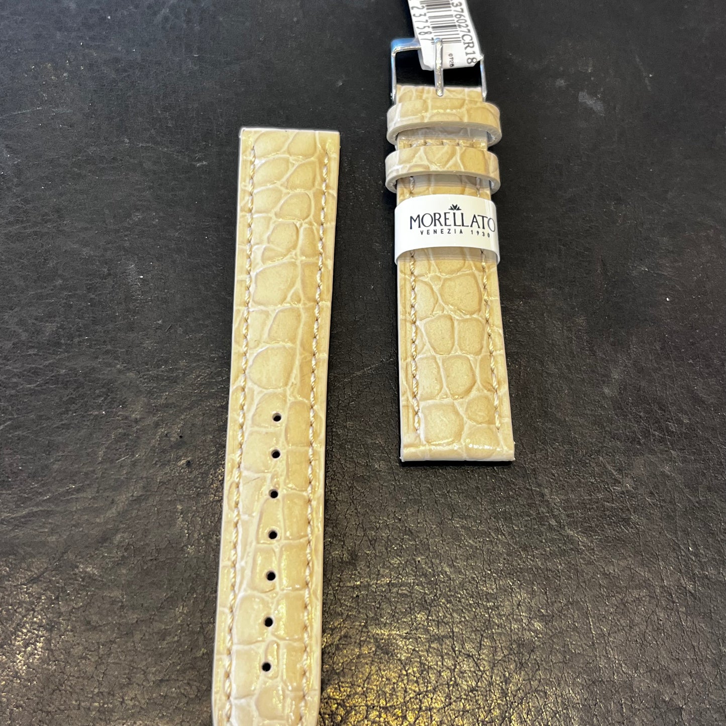Cinturino per Orologio in pelle Panna (stampa alligatore)