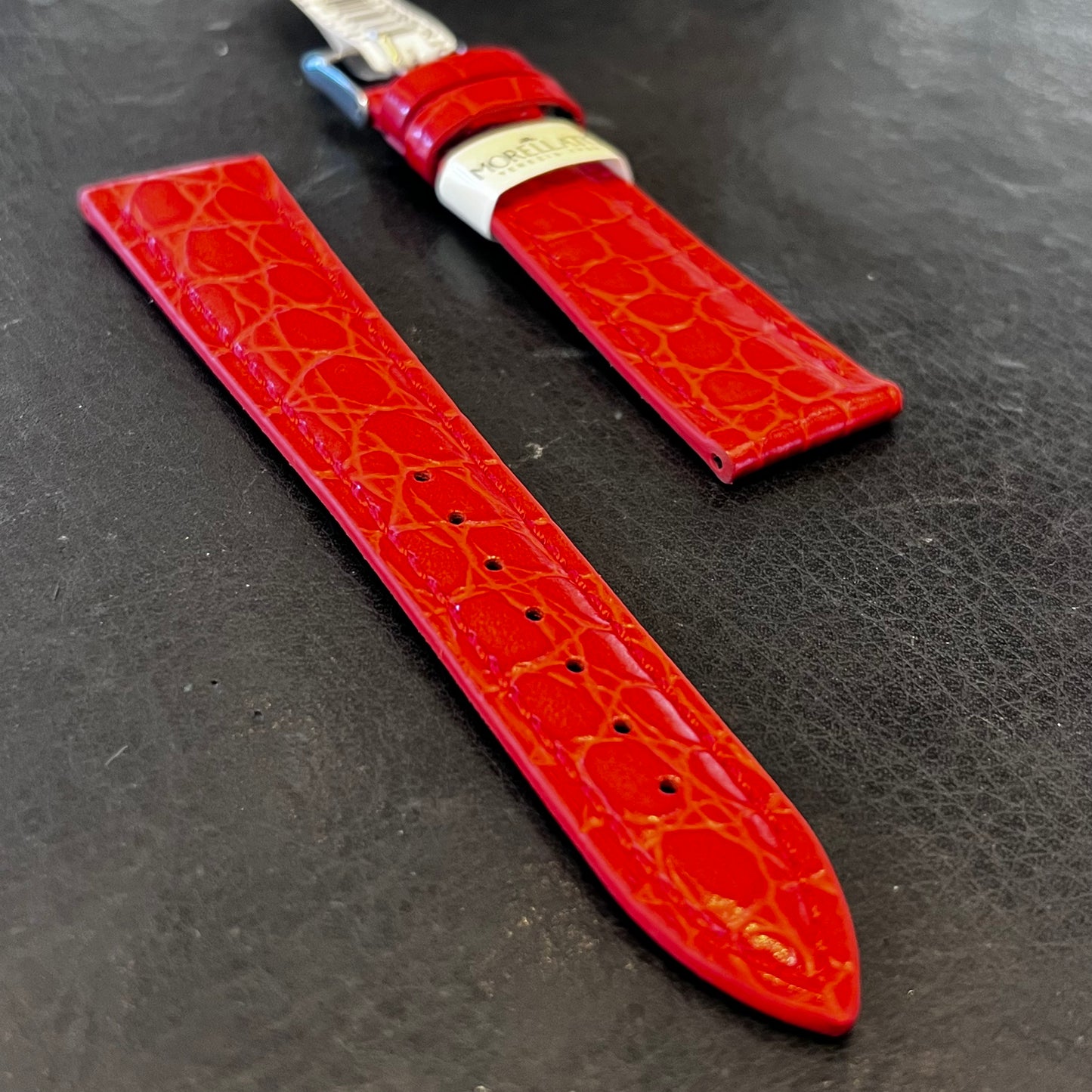 Cinturino per Orologio in pelle Rosso (stampa alligatore)