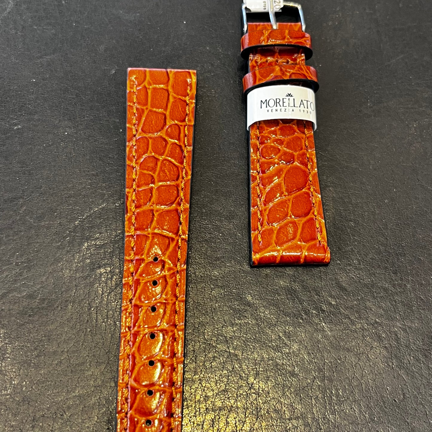 Cinturino per Orologio in pelle Marrone (stampa alligatore)