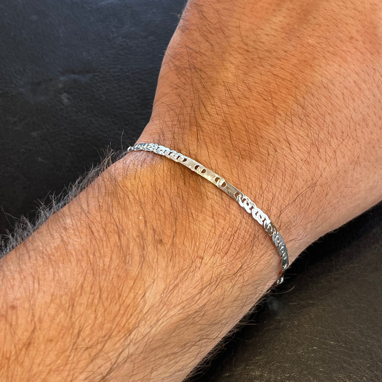 Bracciale in oro bianco 18kt – Maglia Piatta Groumette