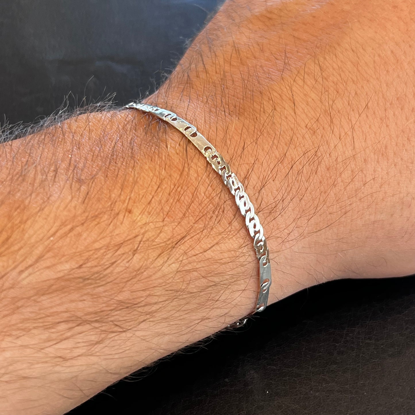 Bracciale in oro bianco 18kt – Maglia Piatta Groumette
