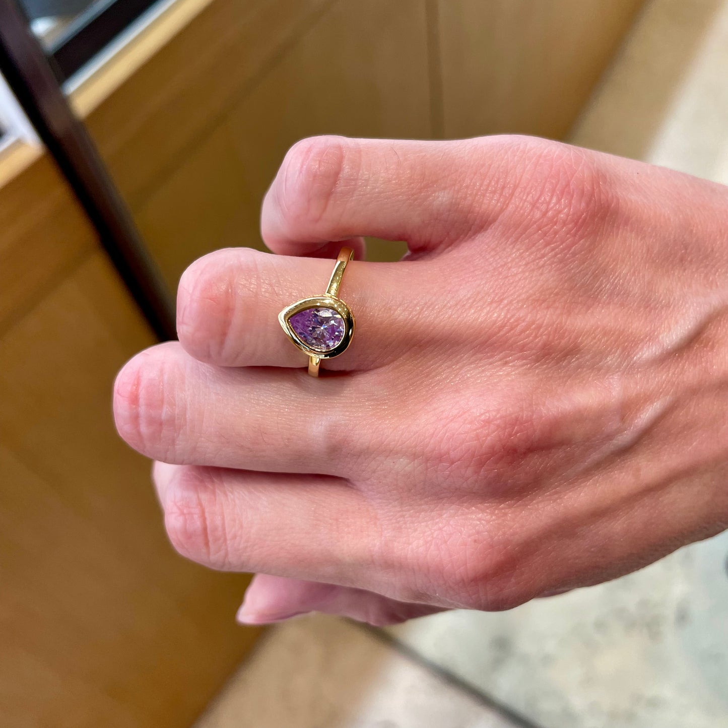 Anello Goccia Ametista