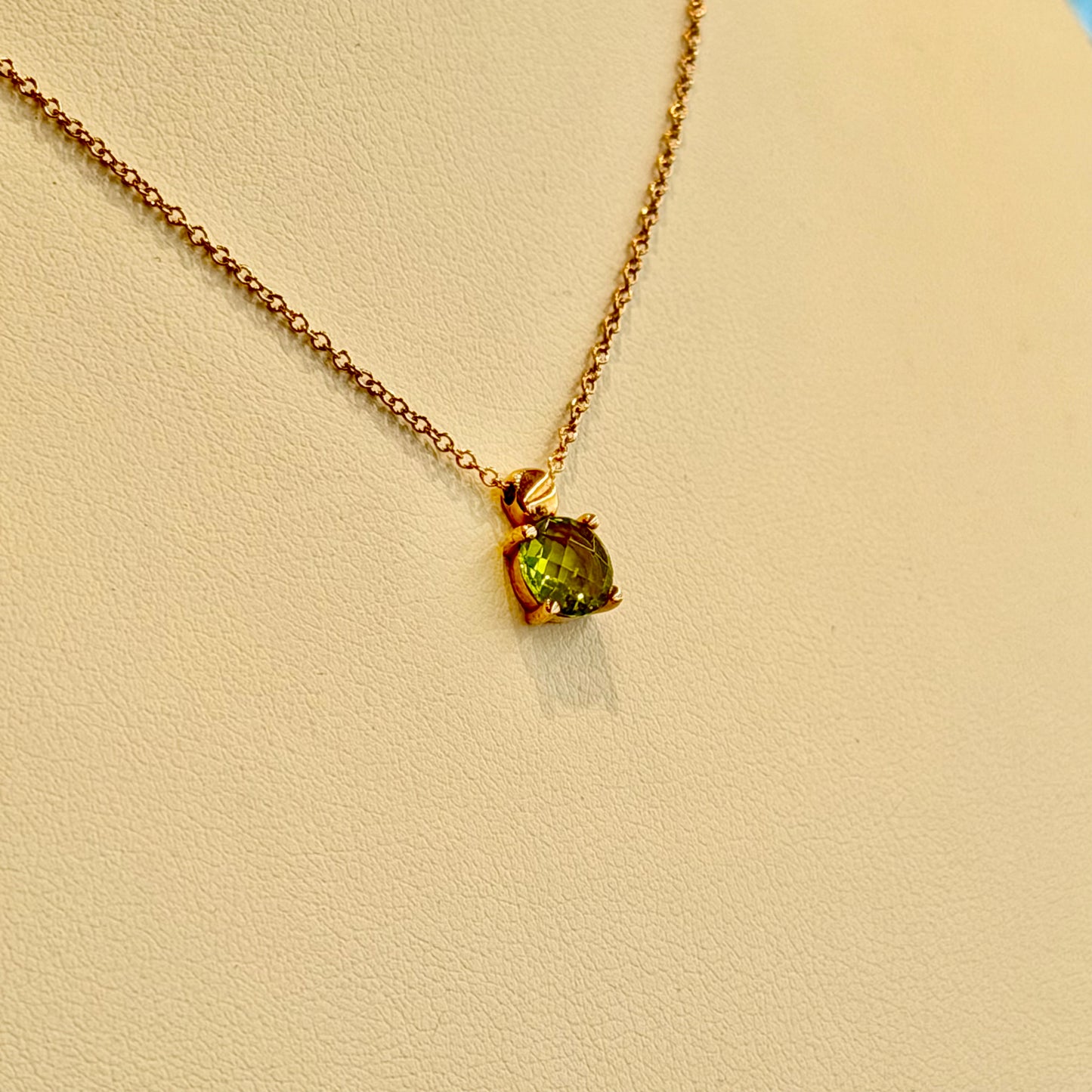Girocollo Punto Luce in Oro Rosa 18kt con Tormalina Verde