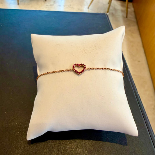 Bracciale Double-Face in Oro Rosa 18kt con Cuore in Zirconi Rossi e Bianchi
