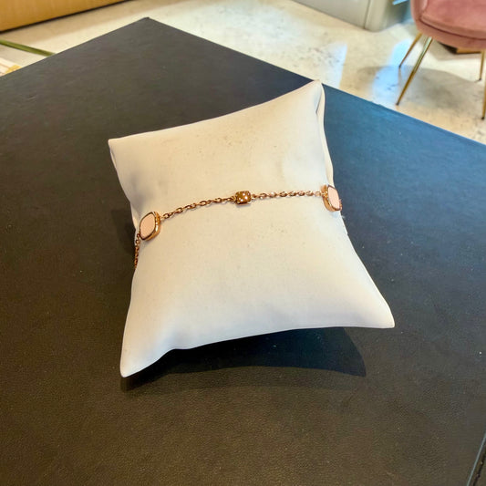 Bracciale Stazione in Oro Rosa 18kt con Elementi Quadrati e Dettagli Rosa