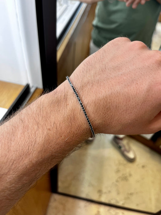 Braccialetto Tennis oro bianco e Zirconi neri