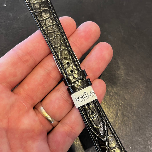 Cinturino per Orologio in pelle Nera (stampa alligatore)