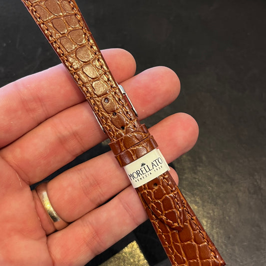 Cinturino per Orologio in pelle Marrone  (stampa alligatore)