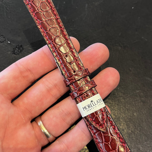 Cinturino per Orologio in pelle Rossa  (stampa alligatore)
