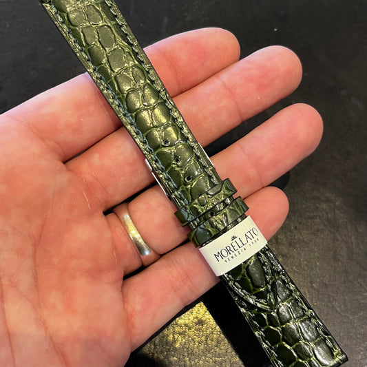 Cinturino per Orologio in pelle Verde (stampa alligatore)
