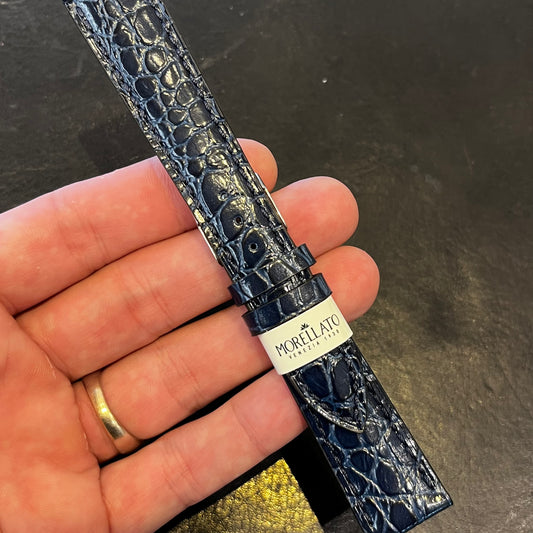 Cinturino per Orologio in pelle Blu (stampa alligatore)