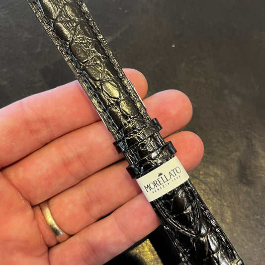 Cinturino per Orologio in pelle Nero (stampa alligatore)