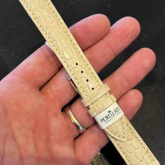 Cinturino per Orologio in pelle Panna (stampa alligatore)