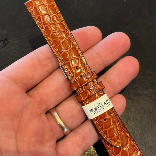 Cinturino per Orologio in pelle Marrone (stampa alligatore)